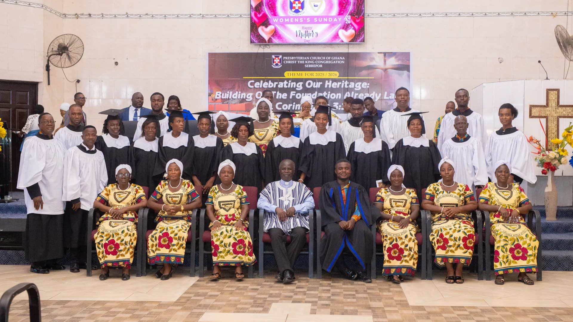 The Christ the King Church Choir robed and leading worship