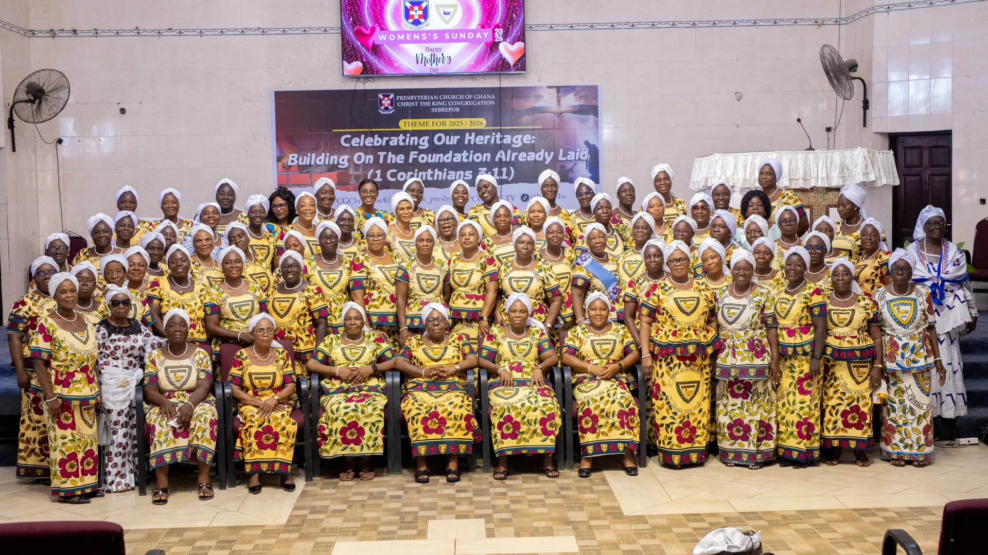 The Women's Fellowship of Christ the King in their fellowship cloth